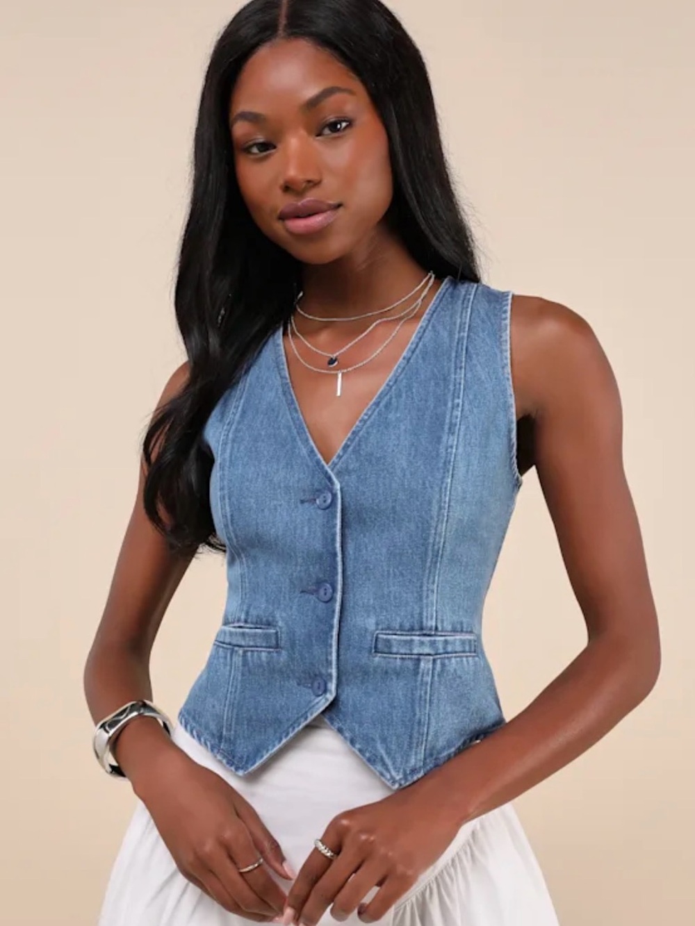 Lulu's Denim Vest in Medium Blue